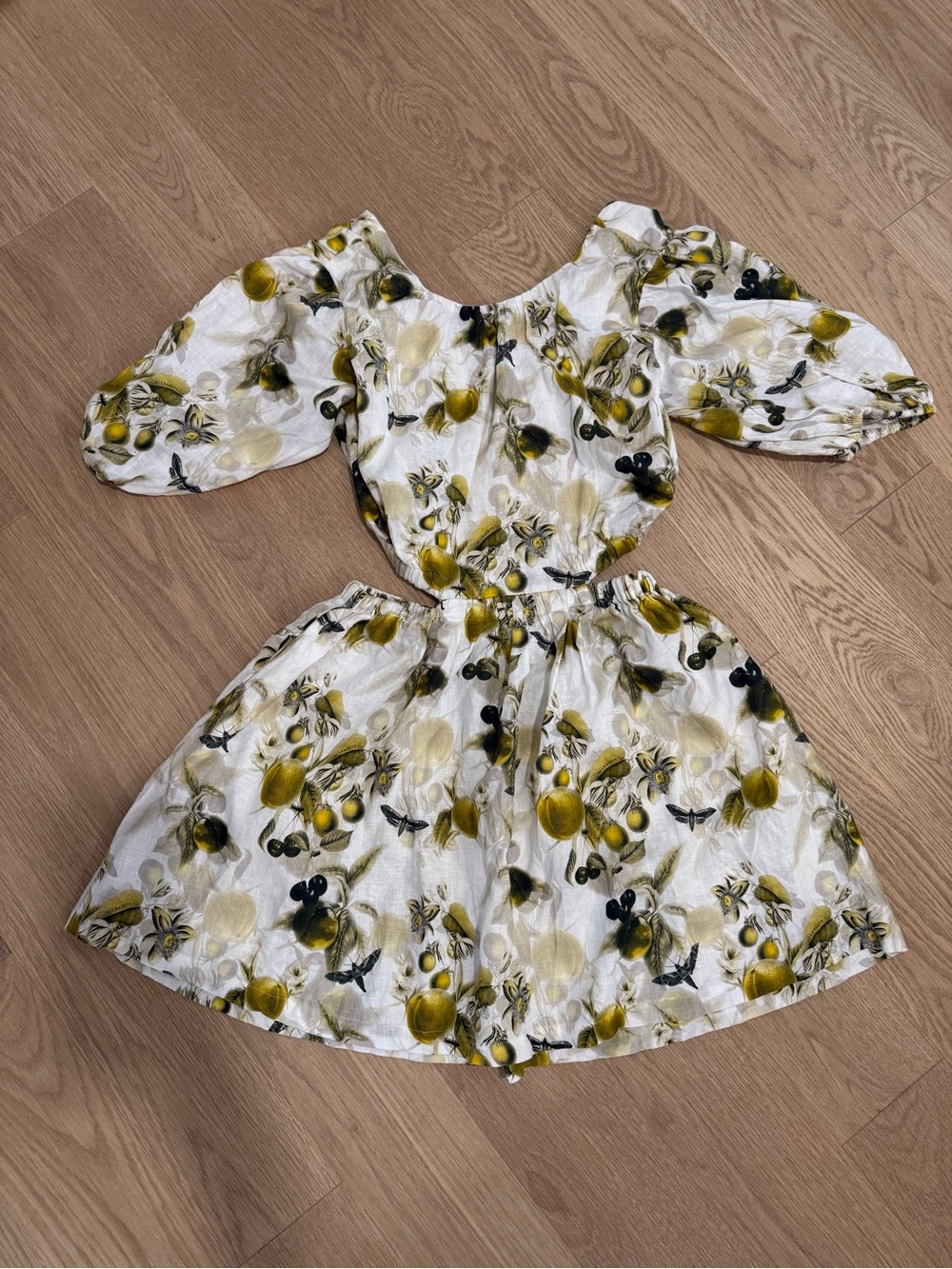 Allsaints Girls White Floral Lemon Print Puff Sleeve Dress size 6